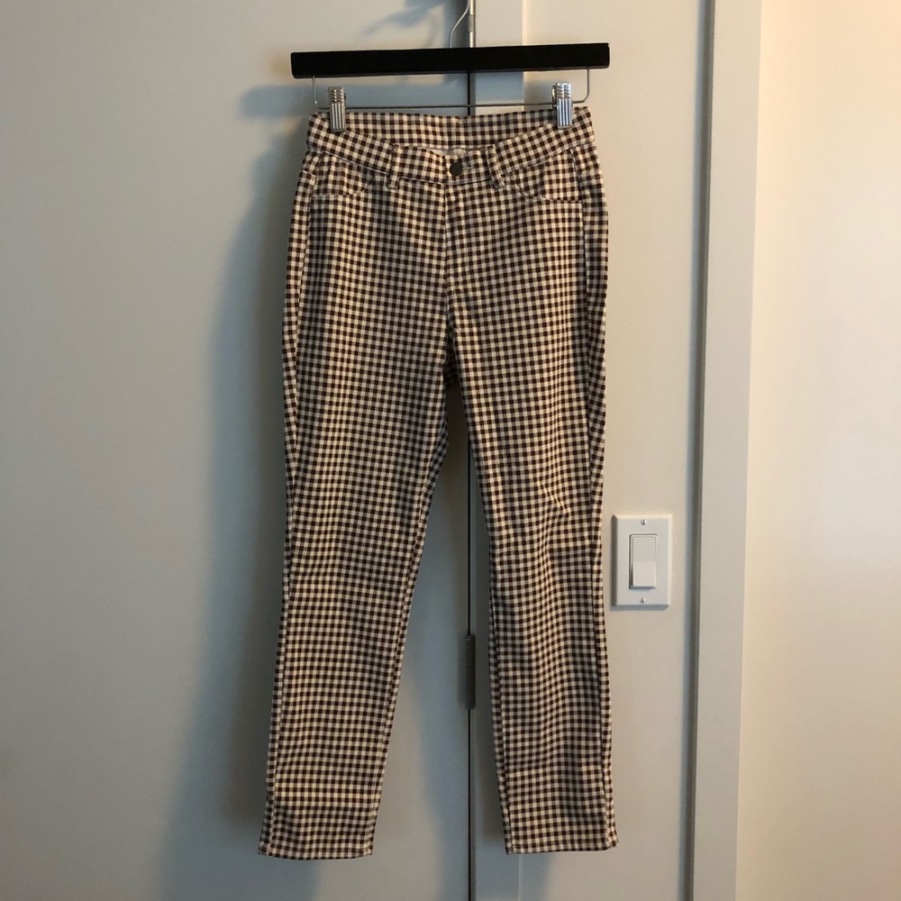 UNIQLO Gingham Cropped Pants (brown)